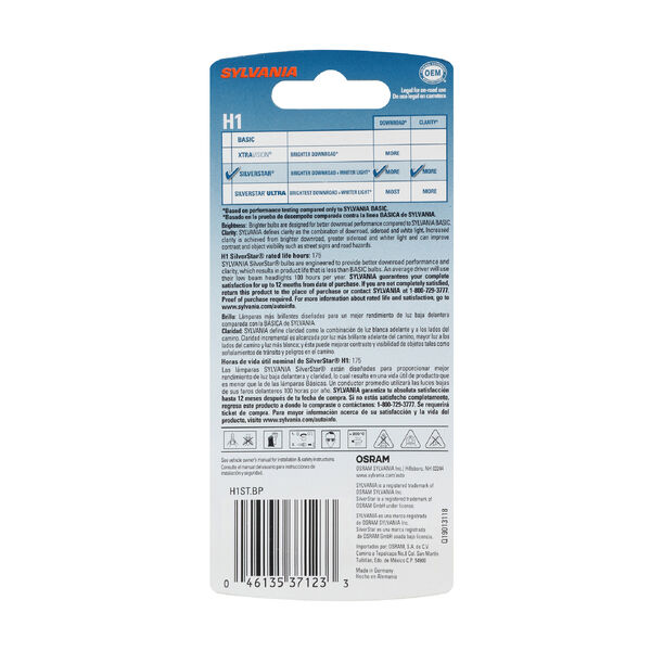 SYLVANIA H1 SilverStar Halogen Headlight Bulb, 1 Pack, , hi-res