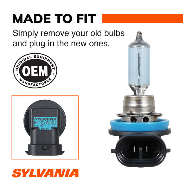 SYLVANIA H11 SilverStar zXe Gold Halogen Headlight Bulb, 2 Pack, , hi-res