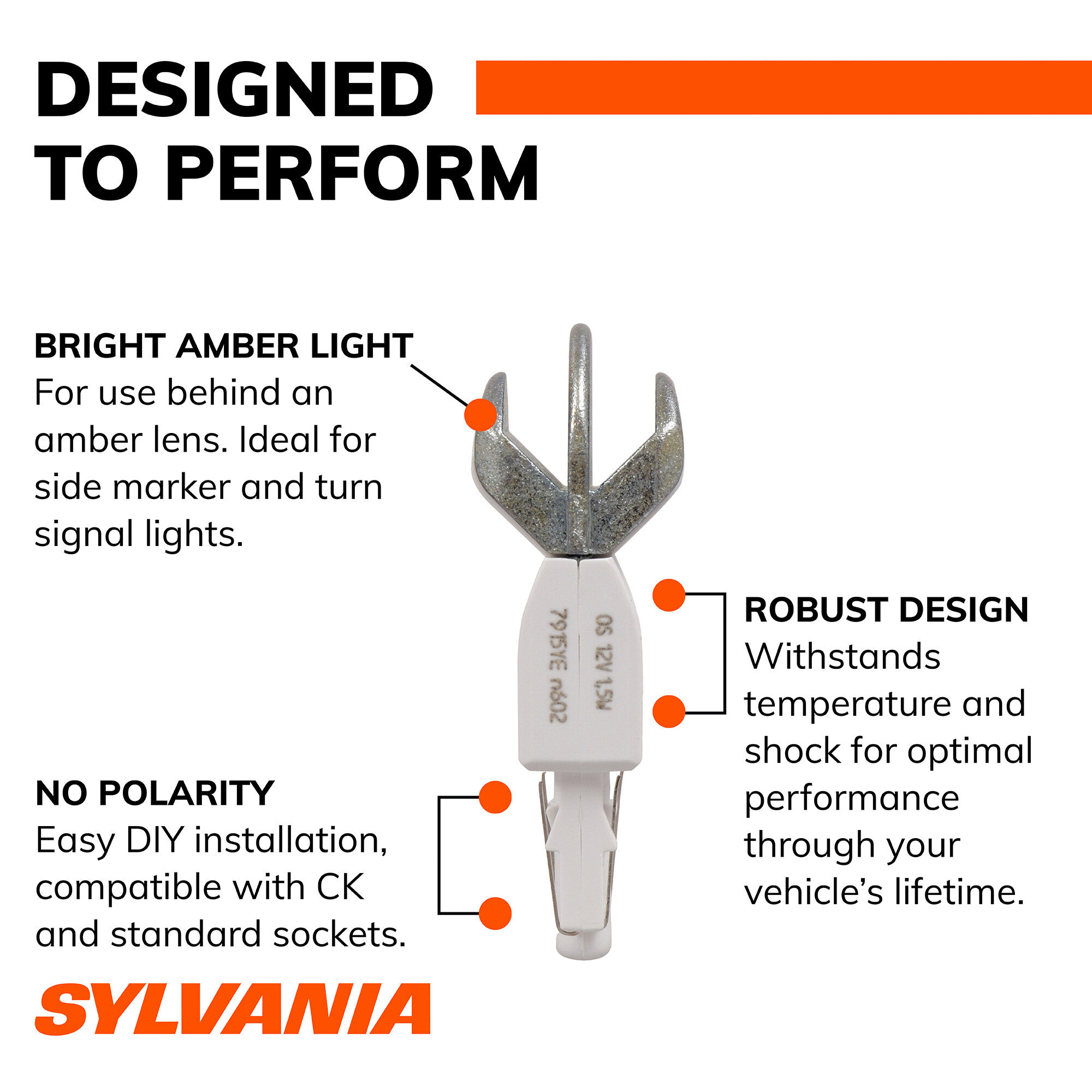 SYLVANIA 7443 AMBER ZEVO LED Mini Bulb, 2 Pack