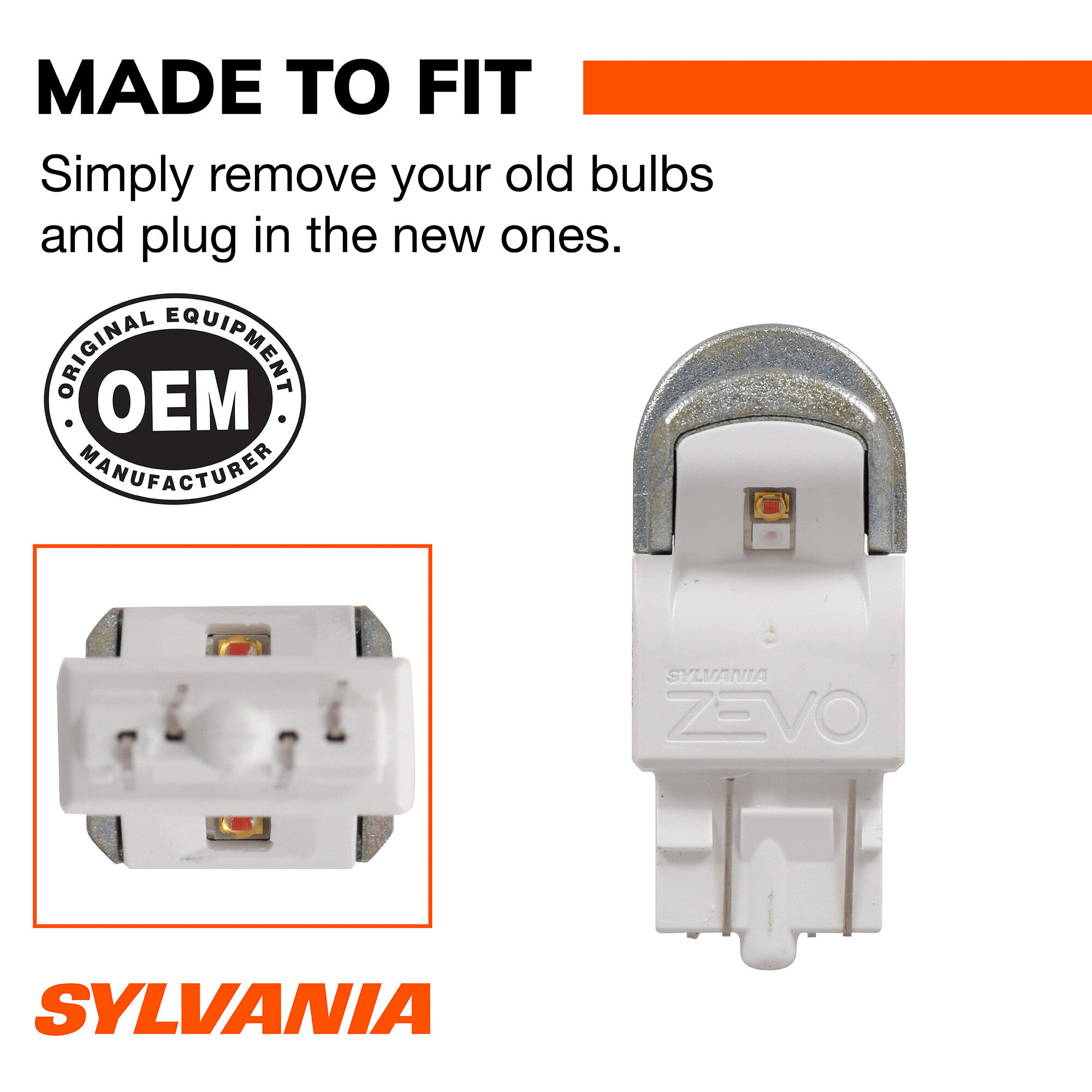 SYLVANIA 7443 AMBER ZEVO LED Mini Bulb, 2 Pack