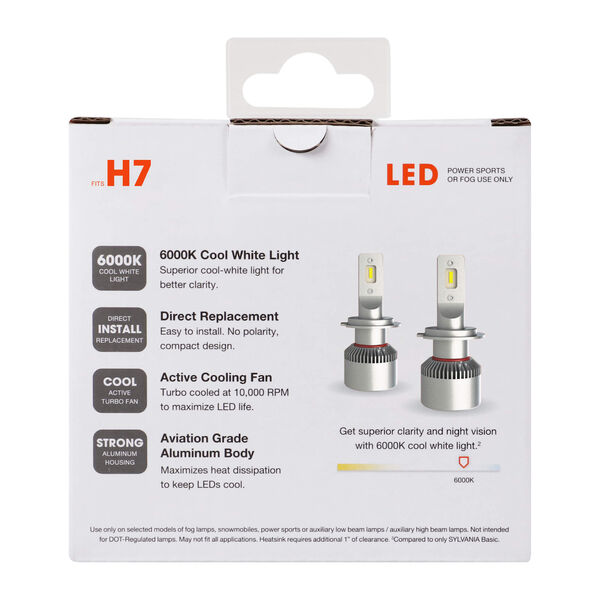 SYLVANIA H7 LED Fog & Powersports Bulb, 2 Pack, , hi-res