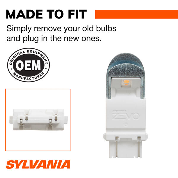 SYLVANIA 4157A AMBER ZEVO LED Mini, 2 Pack, , hi-res