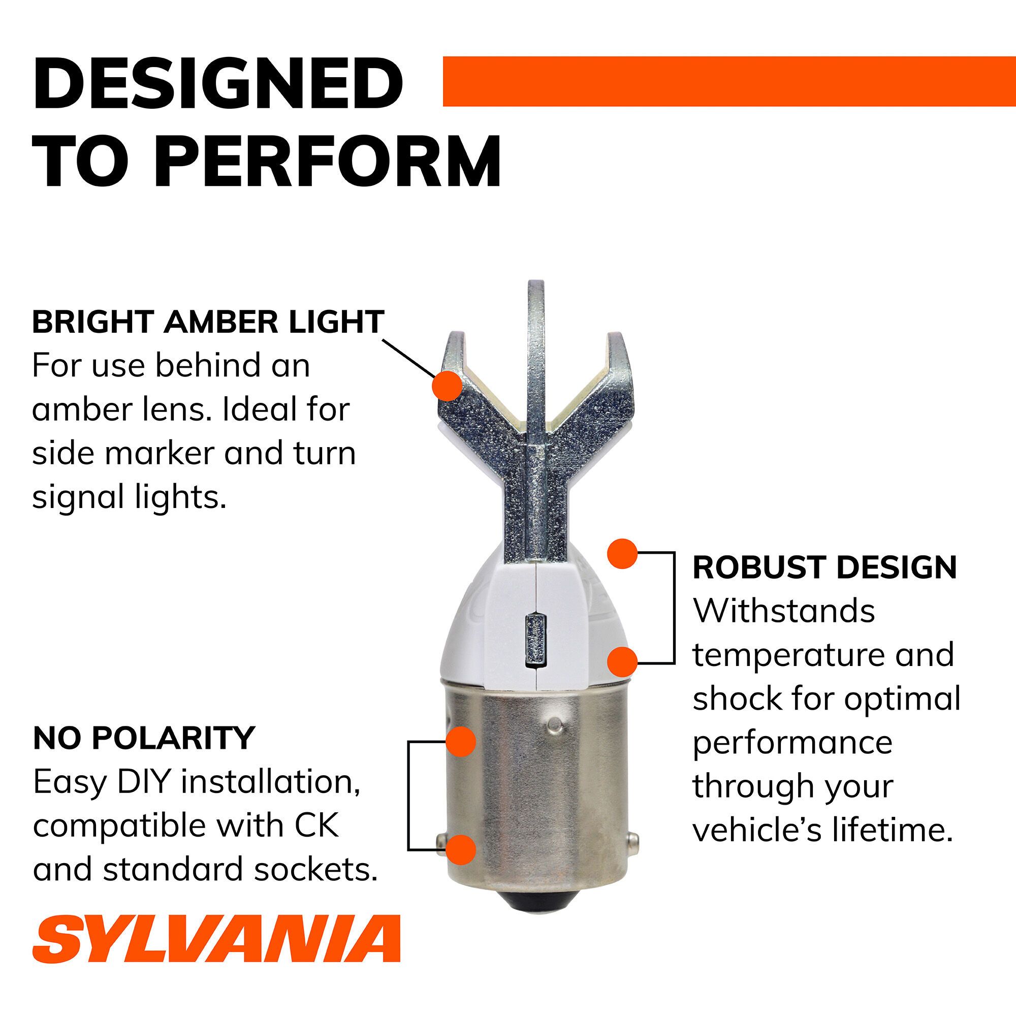 SYLVANIA 1156A AMBER ZEVO LED Mini, 2 Pack
