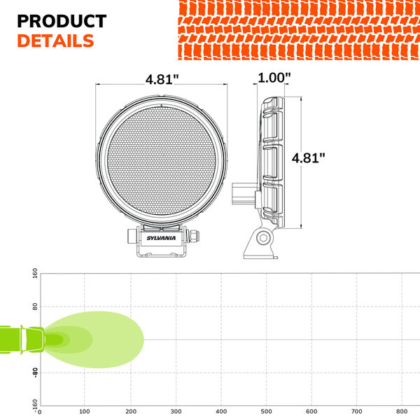 SYLVANIA Rugged 4 Inch LED Pod Round - FLood, , hi-res