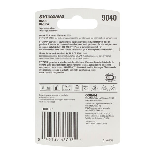 SYLVANIA 9040 Basic Fog Bulb, 1 Pack, , hi-res