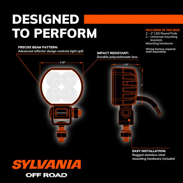 SYLVANIA 2 Inch Ultra Round LED Flood Light Pod, , hi-res