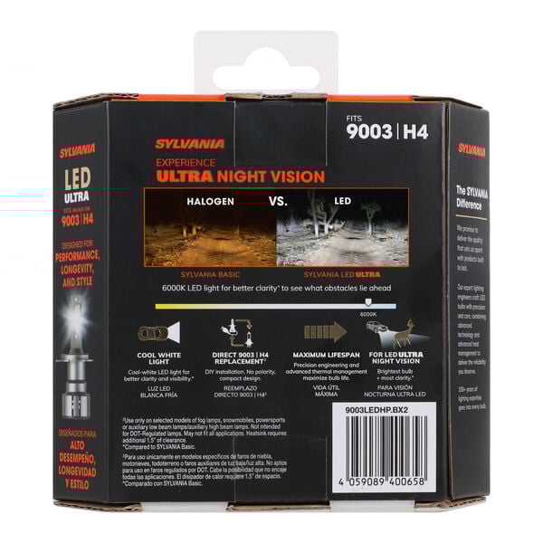 SYLVANIA 9003 LED Ultra Powersports & Fog Bulb, 2 Pack, , hi-res