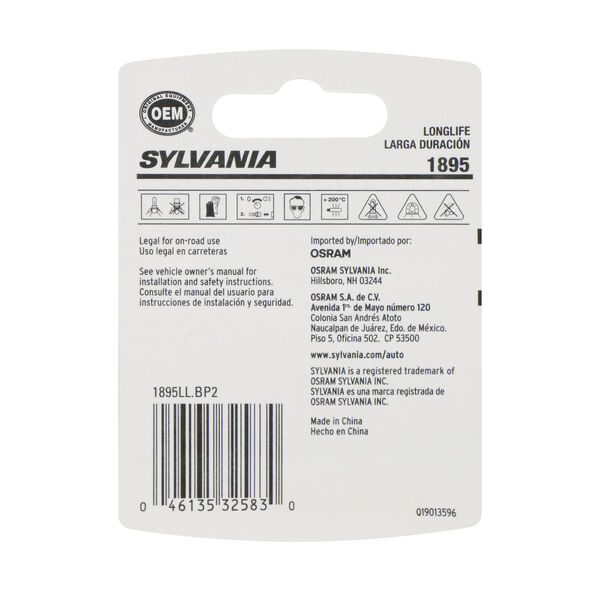 SYLVANIA 1895 Long Life Mini Bulb, 2 Pack, , hi-res