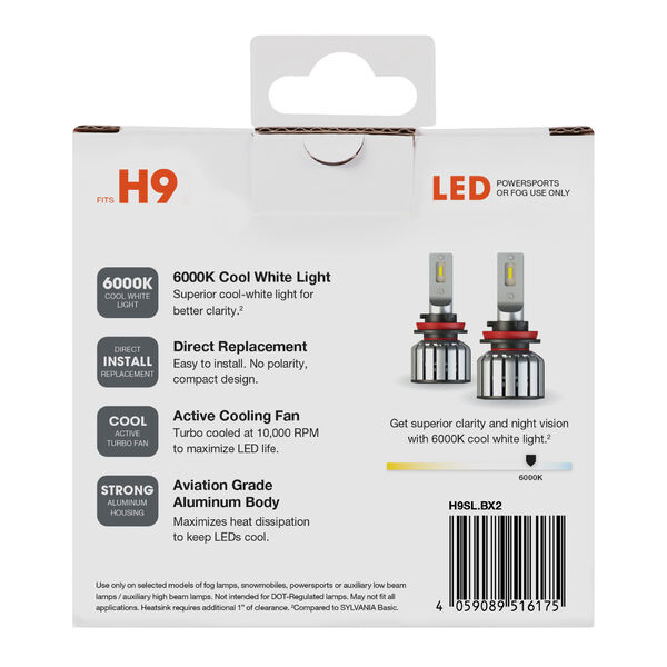 SYLVANIA H9 LED Fog & Powersports Bulb, 2 Pack, , hi-res