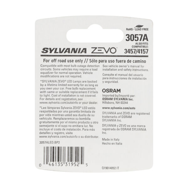 SYLVANIA 3057A AMBER ZEVO LED Mini, 2 Pack, , hi-res