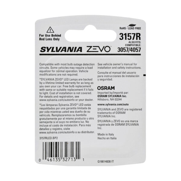 SYLVANIA 3157R RED ZEVO LED Mini, 2 Pack, , hi-res