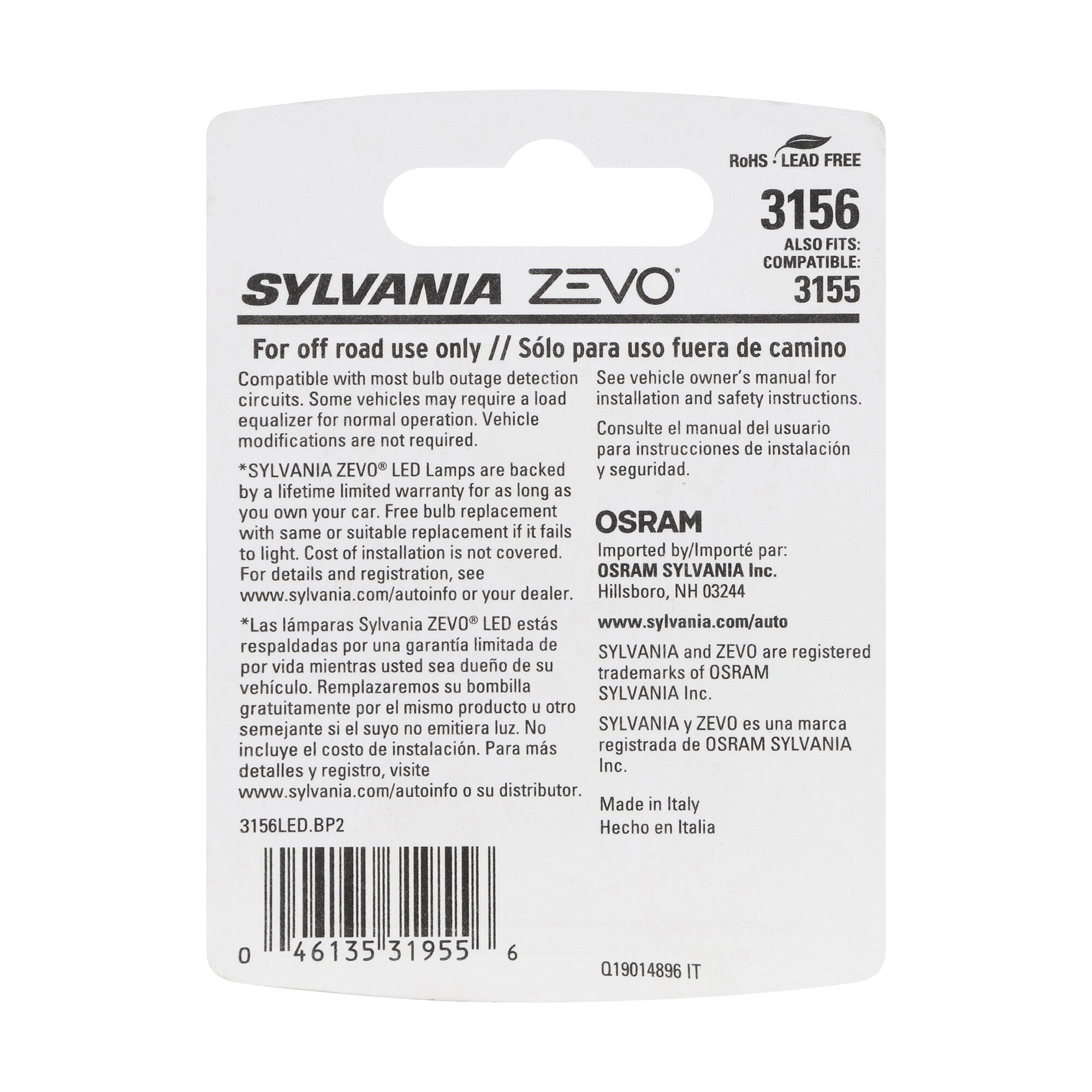 SYLVANIA 3156 WHITE ZEVO LED Mini, 2 Pack