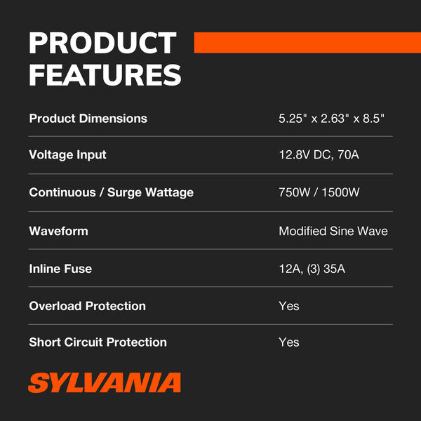 SYLVANIA Power Inverter 750W, , hi-res