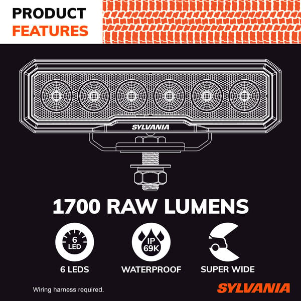 SYLVANIA Rugged 6 Inch LED Light Bar - Flood, , hi-res