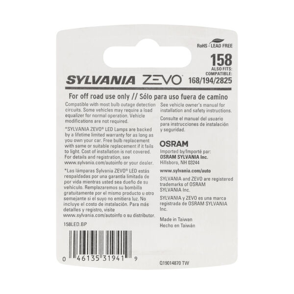 SYLVANIA 158 WHITE ZEVO LED Mini, 1 Pack, , hi-res