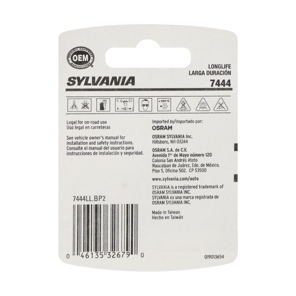 SYLVANIA 7444 Long Life Mini Bulb, 2 Pack, , hi-res