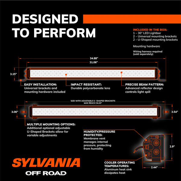 SYLVANIA Ultra 30 Inch LED Light Bar - Combo, , hi-res