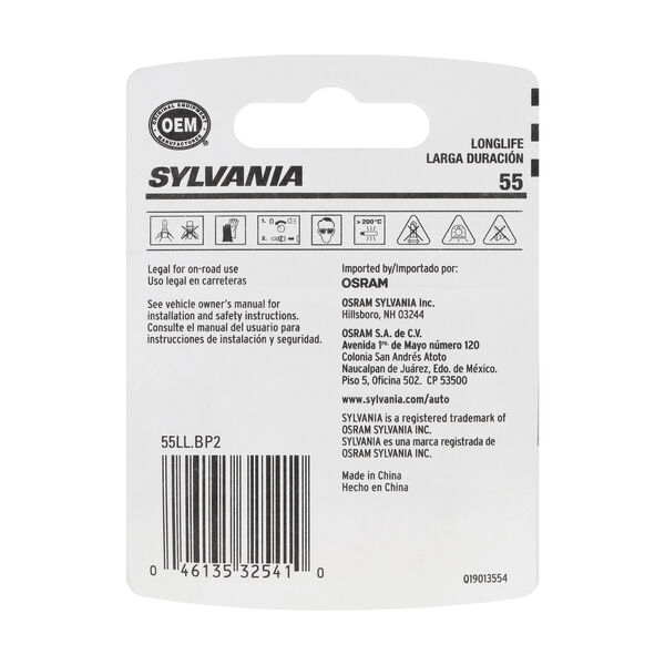 SYLVANIA 55 Long Life Mini Bulb, 2 Pack, , hi-res
