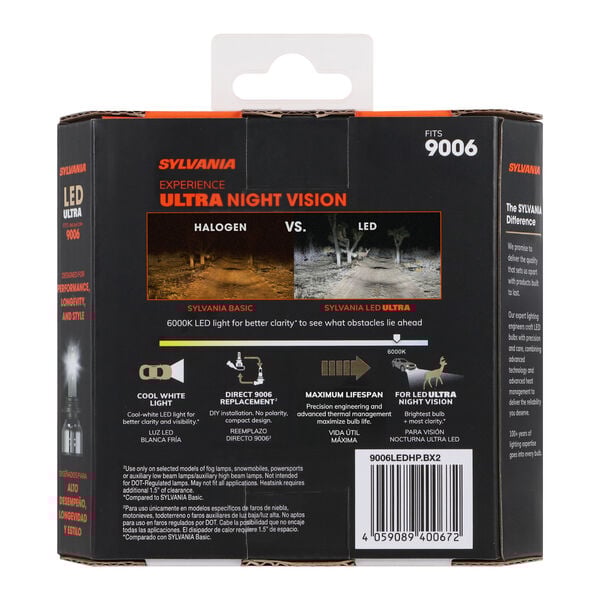SYLVANIA 9006 LED Ultra Powersports & Fog Bulb, 2 Pack, , hi-res