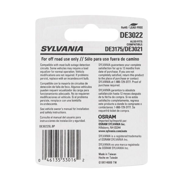 SYLVANIA DE3022 WHITE SYL LED Mini Bulb, 1 Pack, , hi-res