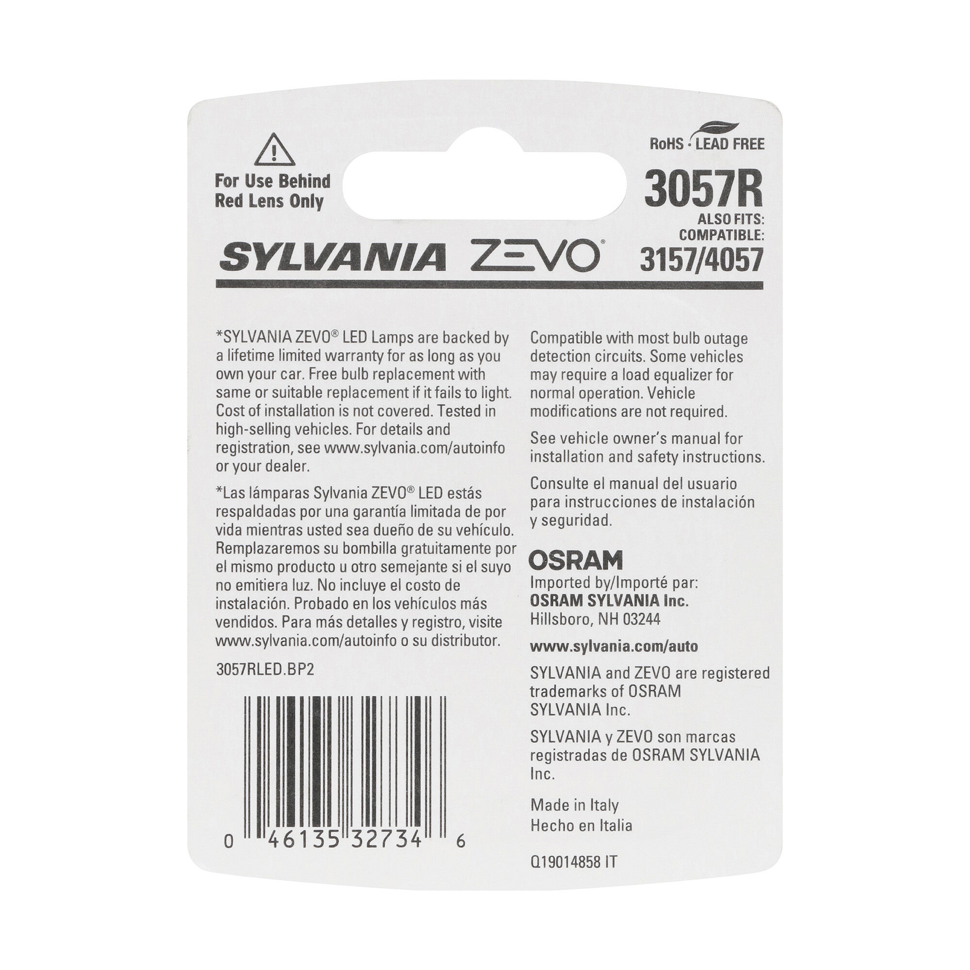 SYLVANIA 3057R RED ZEVO LED Mini, 2 Pack