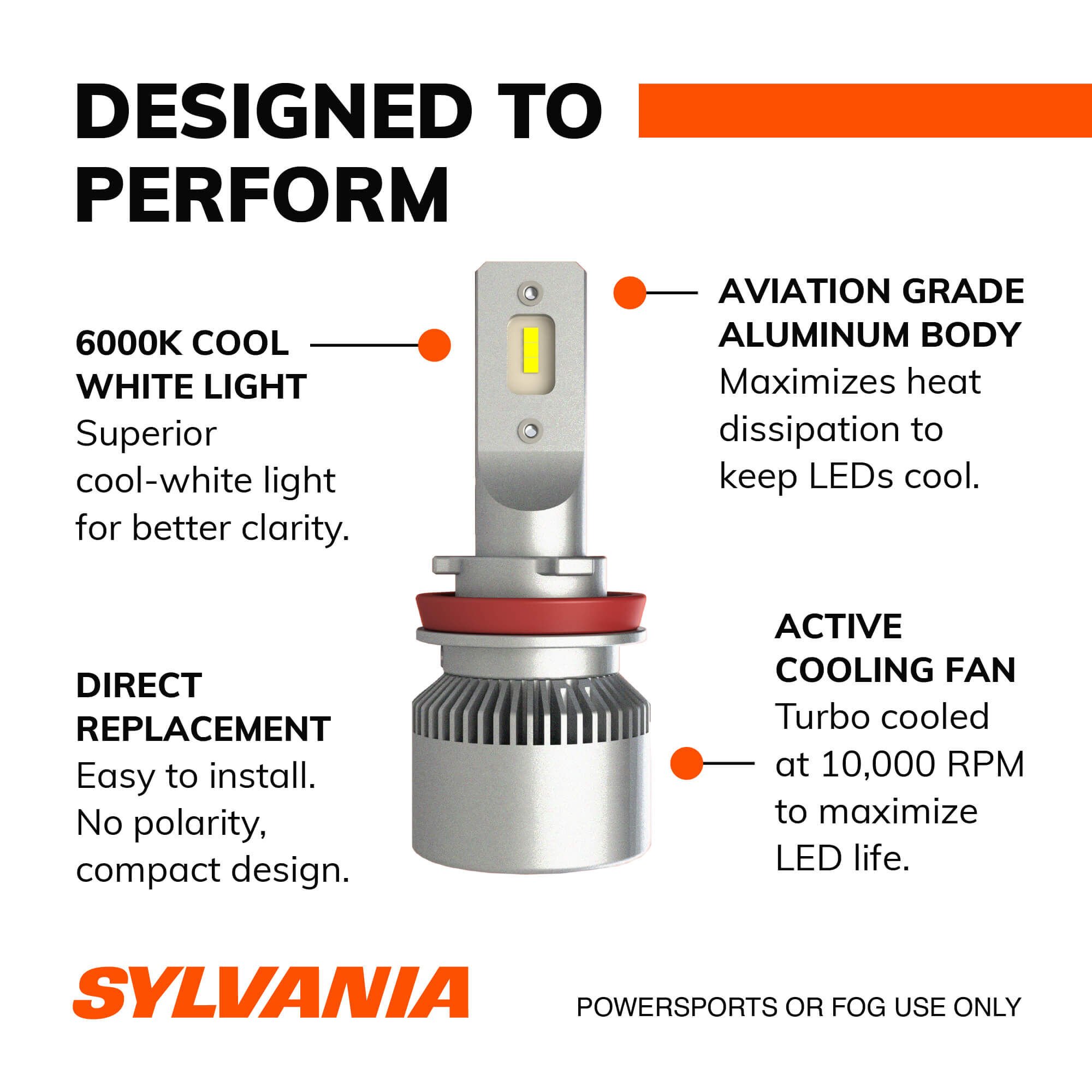 SYLVANIA H11 LED Fog Powersports Bulb 2 Pack