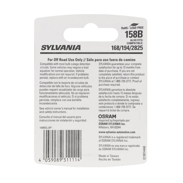 SYLVANIA 158B BLUE LED Mini Bulb, 1 Pack, , hi-res