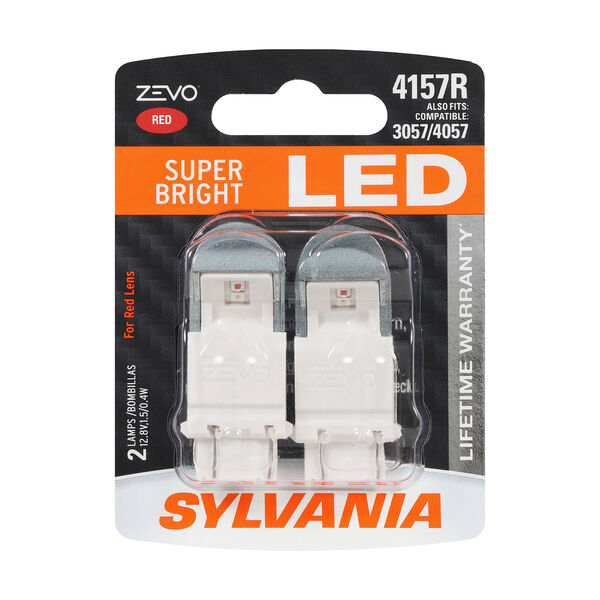 SYLVANIA 4157R RED ZEVO LED Mini, 2 Pack, , hi-res