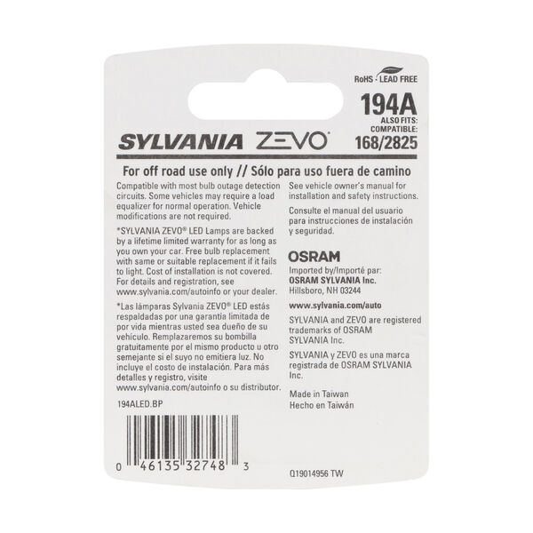 SYLVANIA 194A AMBER ZEVO LED Mini, 1 Pack, , hi-res