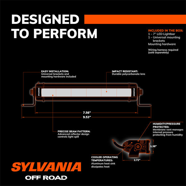 SYLVANIA Slim 7 Inch LED Light Bar - Spot, , hi-res