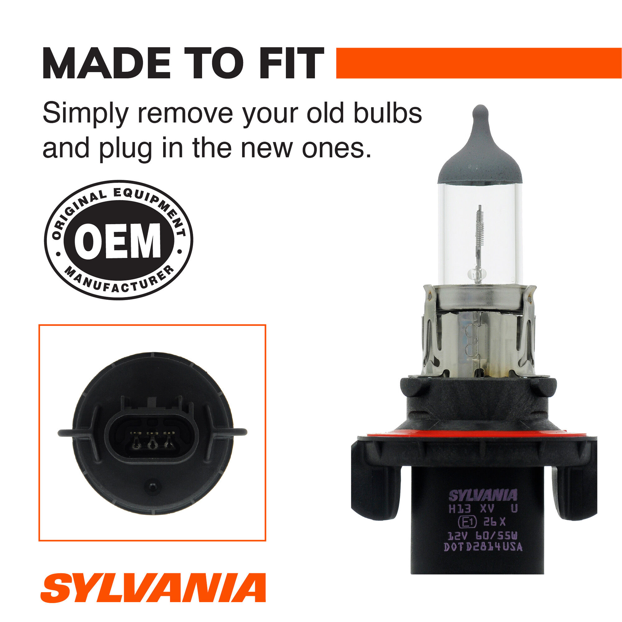 SYLVANIA H13 XtraVision Halogen Headlight Bulb, 1 Pack