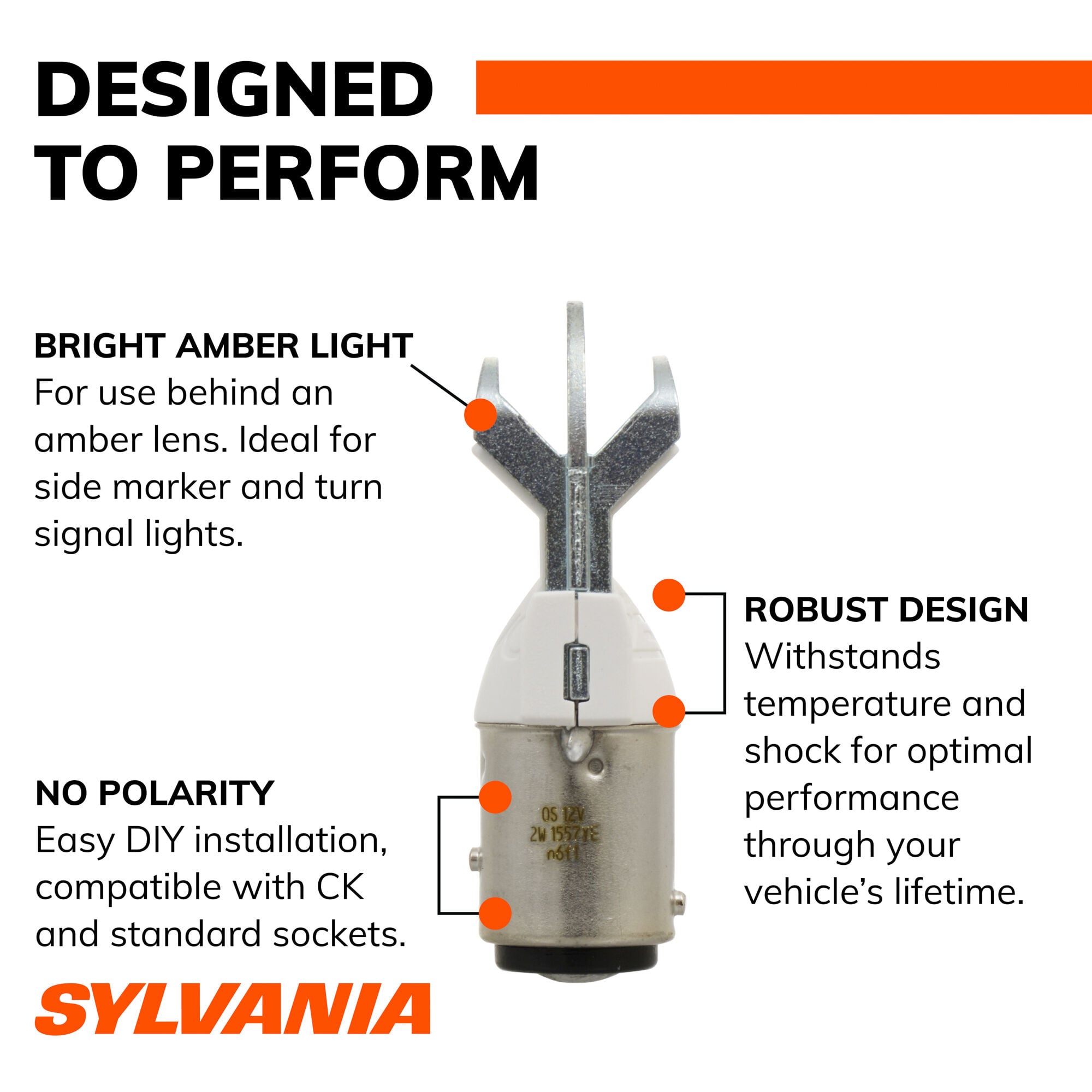 SYLVANIA 2357A AMBER ZEVO LED Mini, 2 Pack