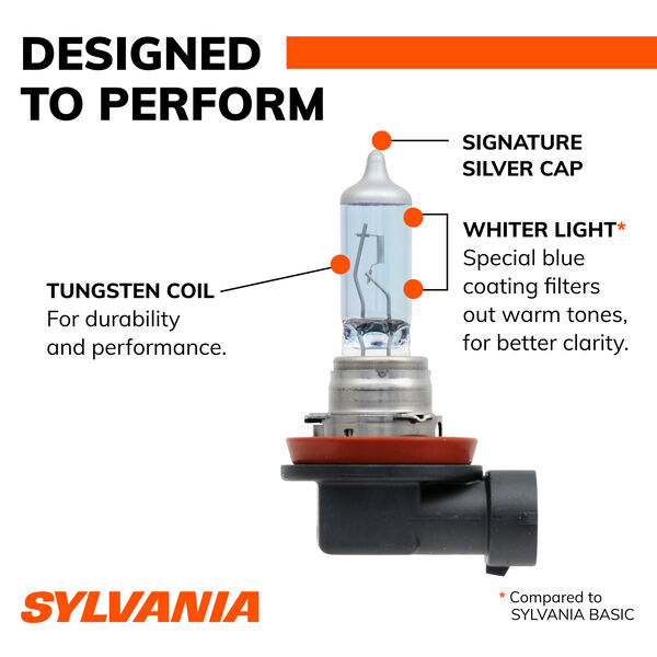 SYLVANIA H11 SilverStar Halogen Headlight Bulb, 2 Pack, , hi-res