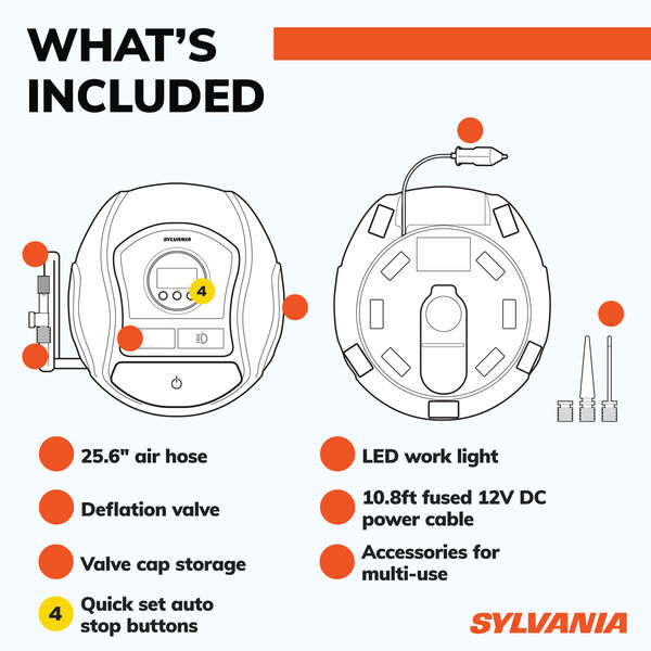 SYLVANIA PRO Portable Tire Inflator, , hi-res