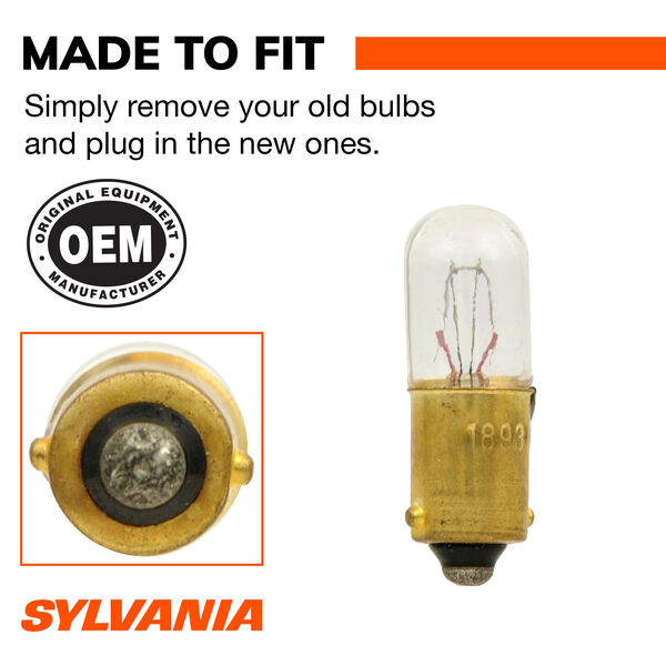 SYLVANIA 1893 Long Life Mini Bulb, 2 Pack, , hi-res