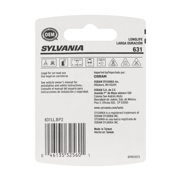 SYLVANIA 631 Long Life Mini Bulb, 2 Pack, , hi-res