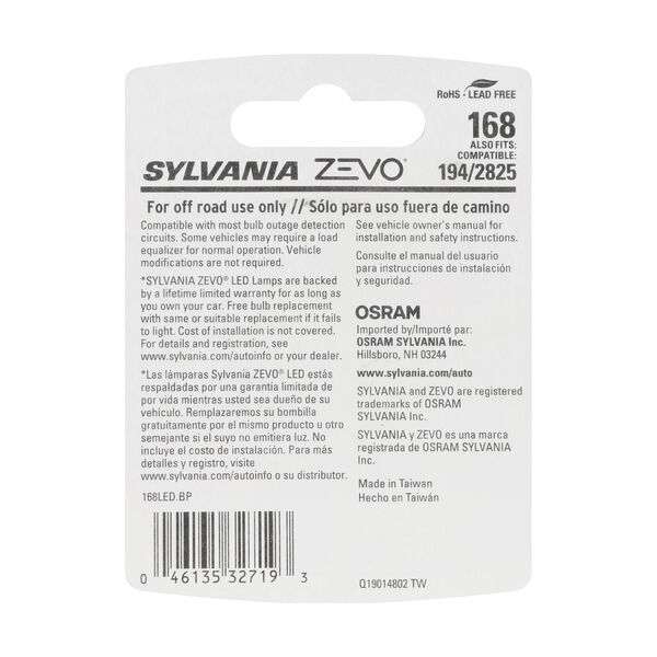 SYLVANIA 168 WHITE ZEVO LED Mini, 1 Pack, , hi-res