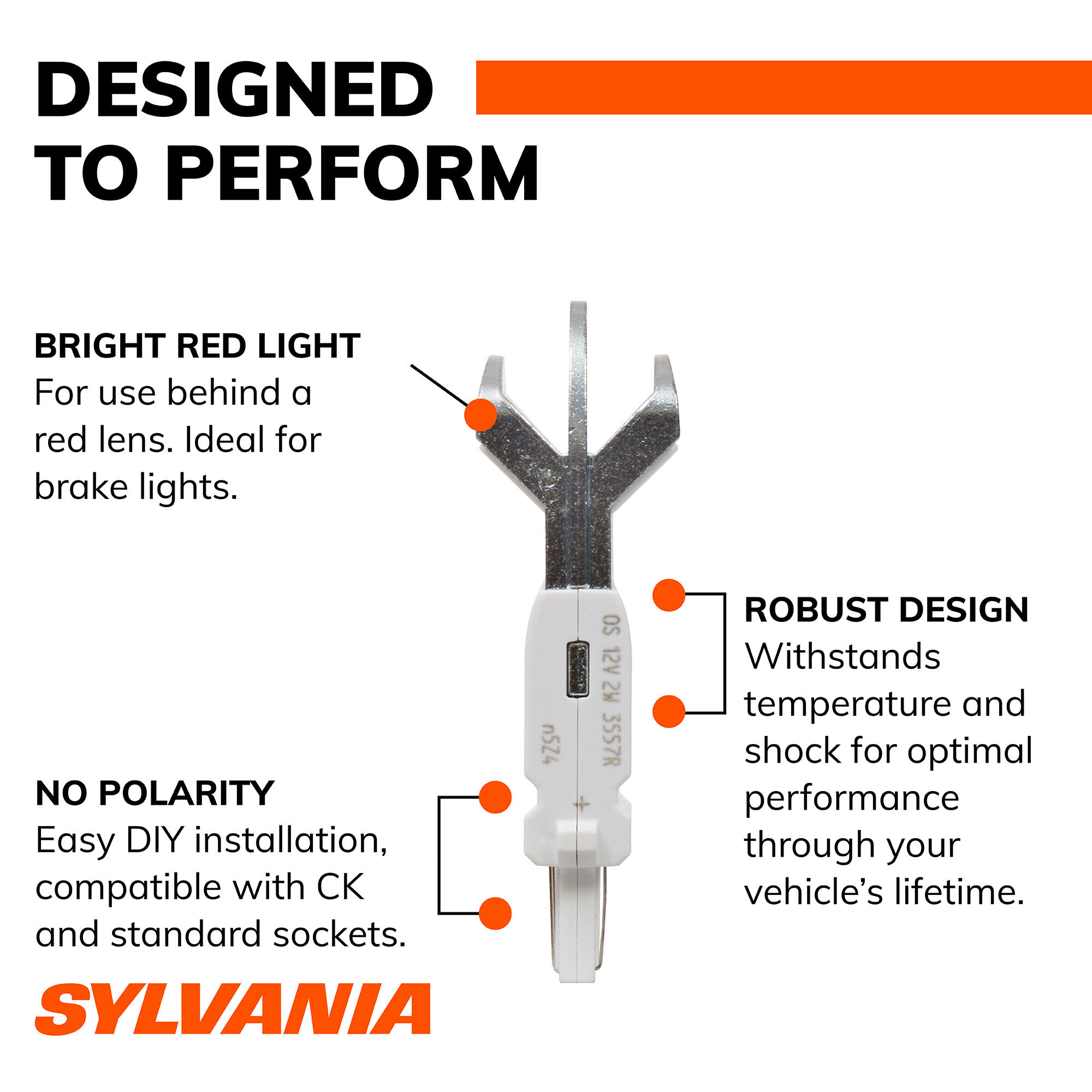 SYLVANIA 4157R RED ZEVO LED Mini, 2 Pack