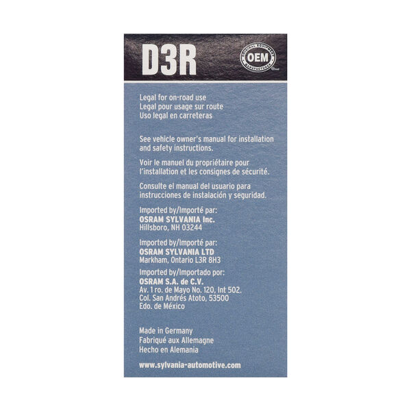 SYLVANIA D3R Basic HID Headlight Bulb, 1 Pack, , hi-res
