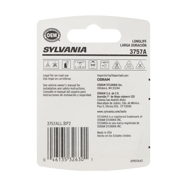 SYLVANIA 3757A Long Life Mini Bulb, 2 Pack, , hi-res