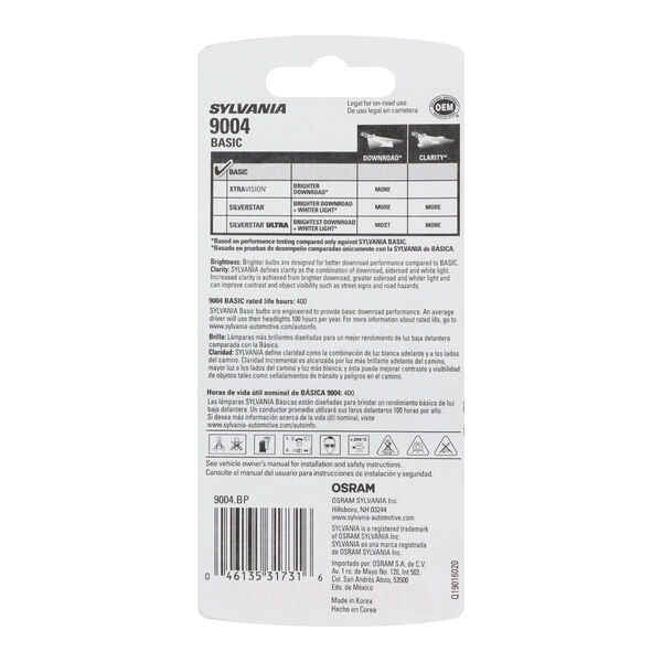SYLVANIA 9004 Basic Halogen Headlight Bulb, 1 Pack, , hi-res