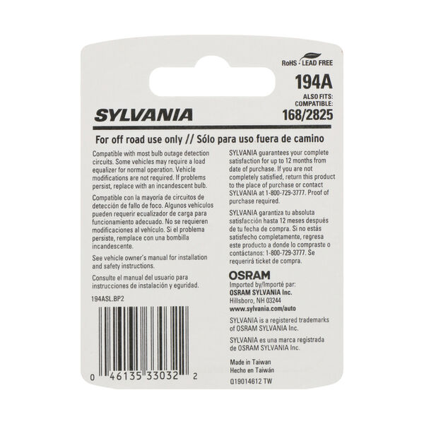 SYLVANIA 194A AMBER SYL LED Mini Bulb Mini Bulb, 2 Pack, , hi-res