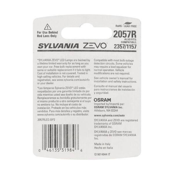 SYLVANIA 2057R RED ZEVO LED Mini, 2 Pack, , hi-res