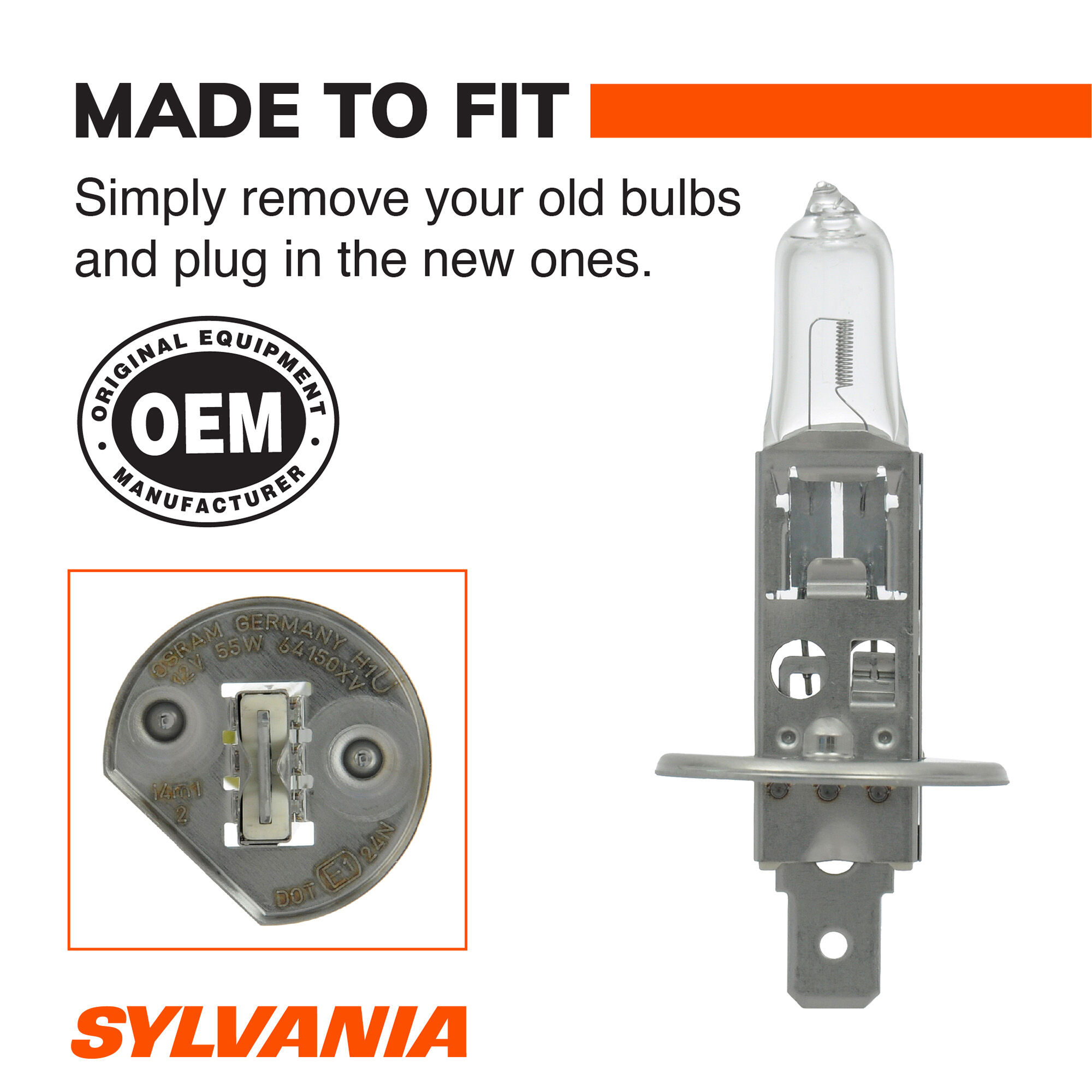 SYLVANIA H1 XtraVision Halogen Headlight Bulb, 2 Pack