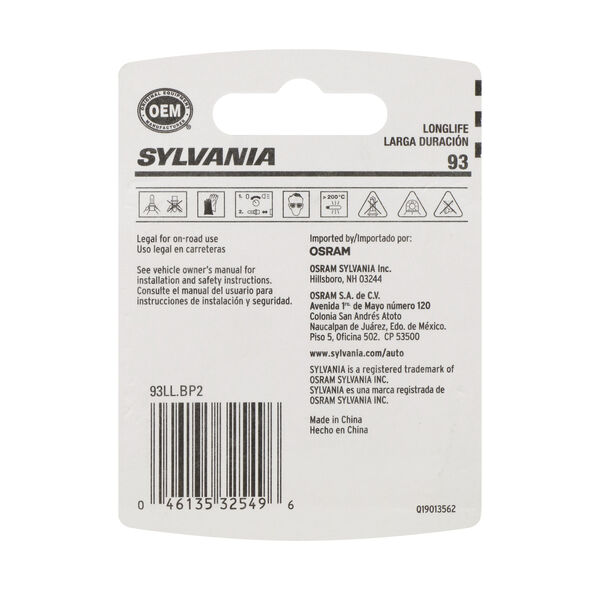 SYLVANIA 93 Long Life Mini Bulb, 2 Pack, , hi-res