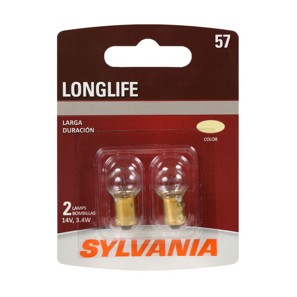 SYLVANIA 57 Long Life Mini Bulb, 2 Pack, , hi-res