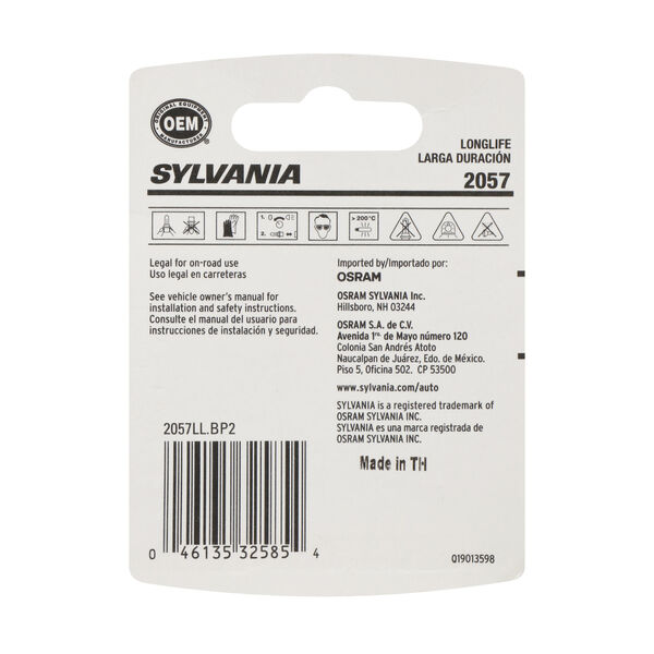 SYLVANIA 2057 Long Life Mini Bulb, 2 Pack, , hi-res