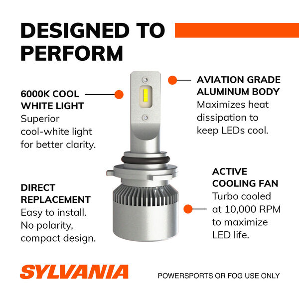 SYLVANIA 9006 LED Fog & Powersports Bulb, 2 Pack, , hi-res