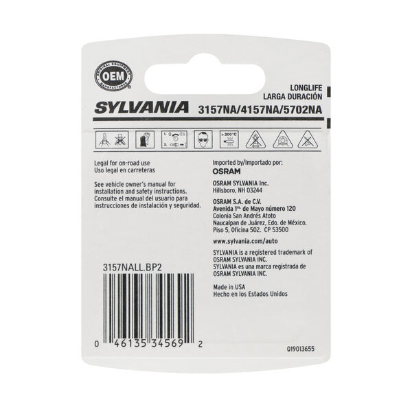 SYLVANIA 3157A Long Life Mini Bulb, 2 Pack, , hi-res