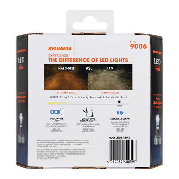 SYLVANIA 9006 LED Powersports & Fog Bulb, 2 Pack, , hi-res